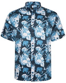 KAM Hemd mit Totenkopf-Print, Marineblau